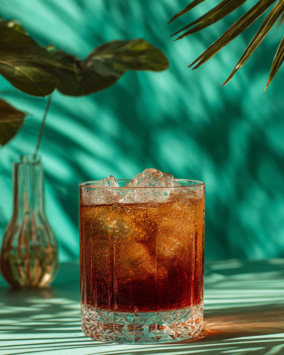 Velvet Libre cocktail: tumbler, garnished with lime wedge